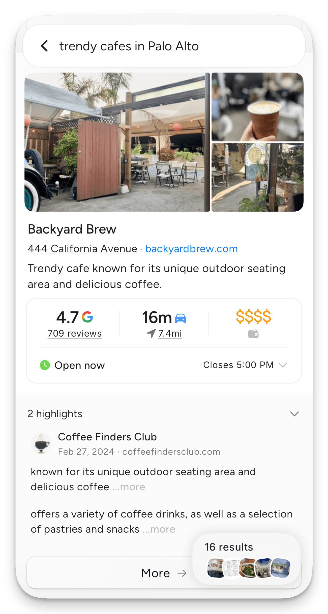 View a curated list of locations based on your search criteria.
