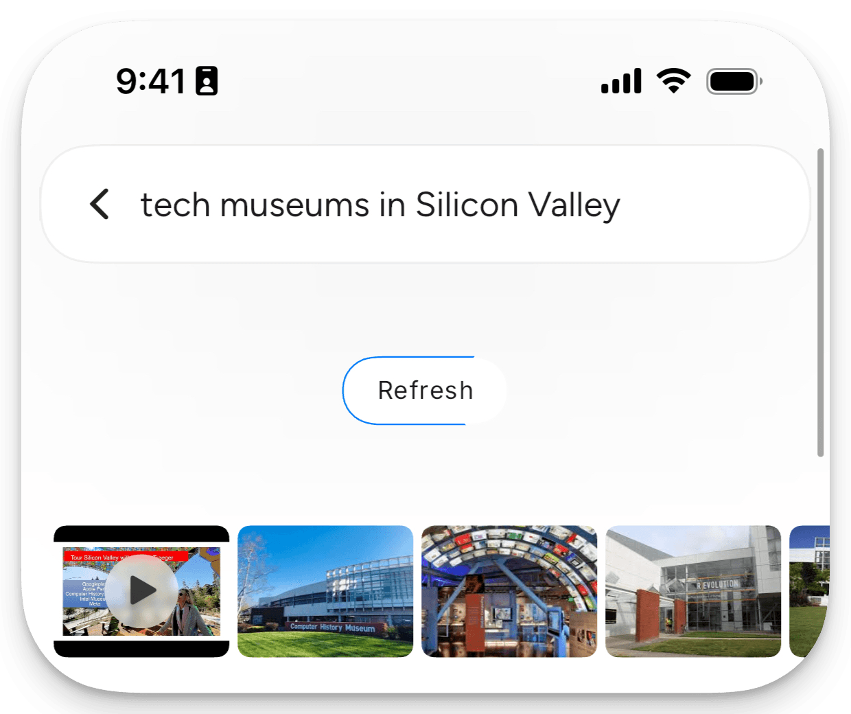 Refresh your search results instantly with the refresh button.