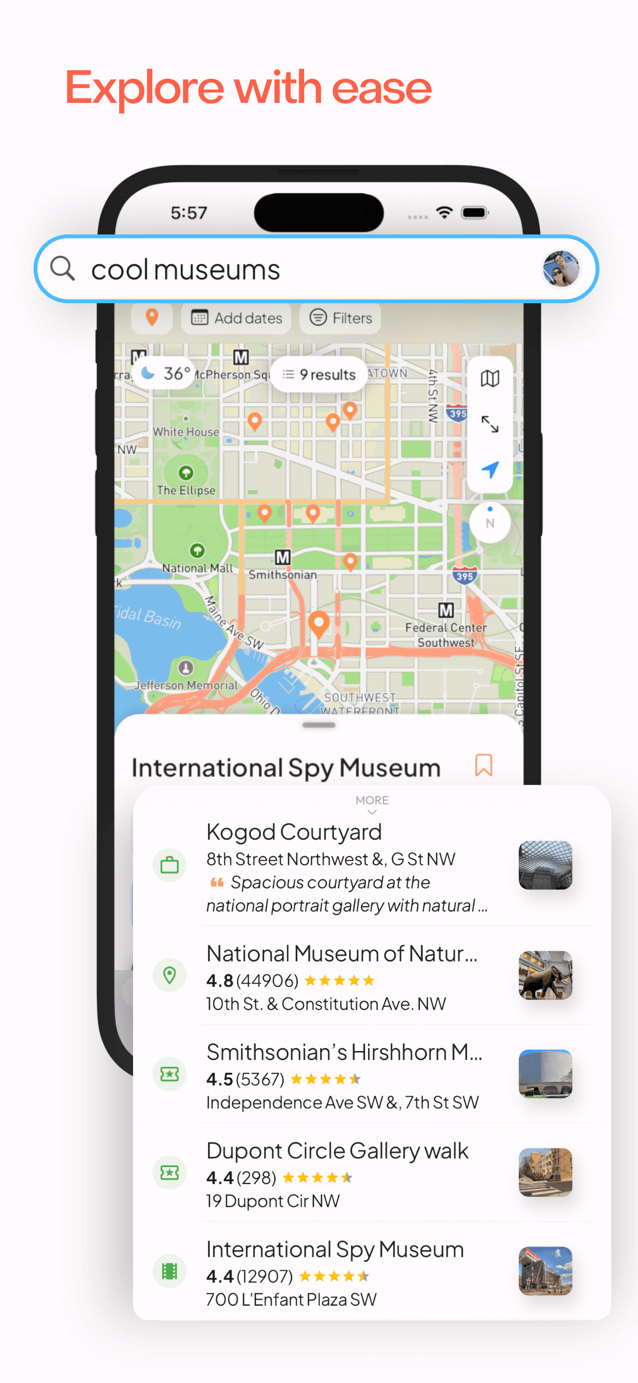 Search destinations and activities using natural language for a more intuitive planning experience.