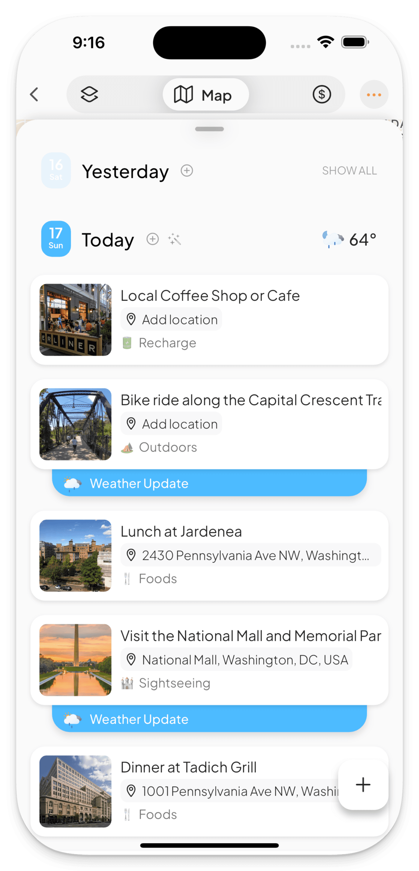 Stay informed with real-time weather warnings for your planned activities.